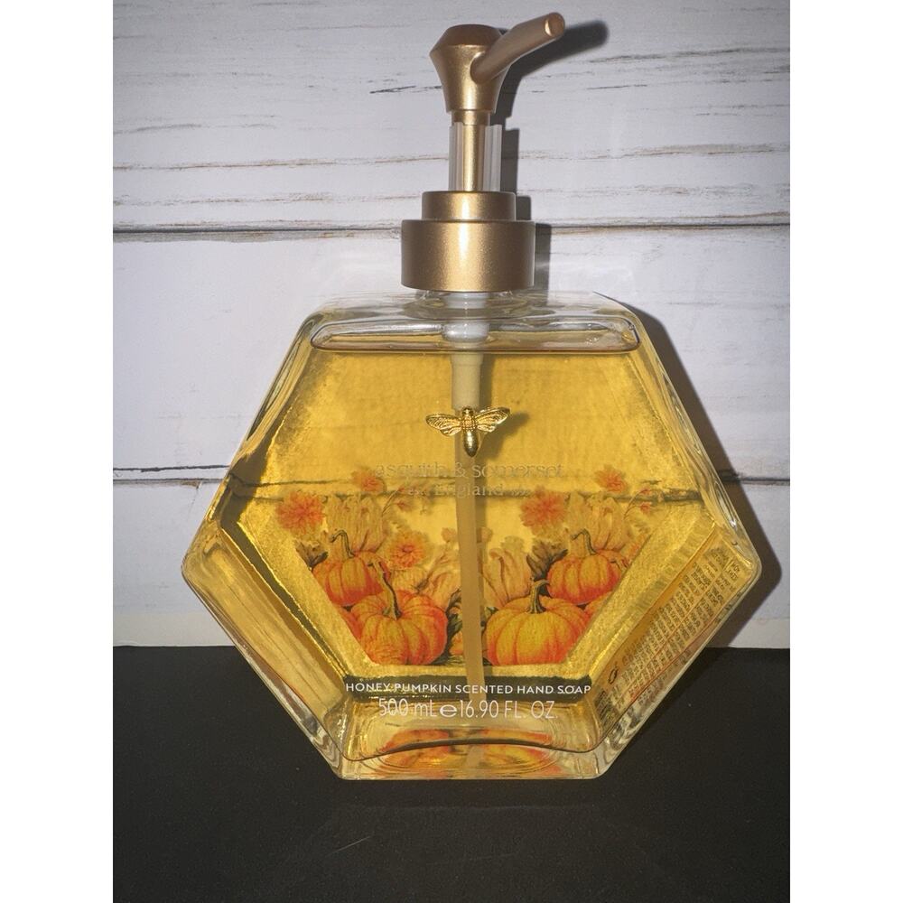 ASQUITH & SOMERSET 🍯 HONEY Pumpkin INFUSED HAND SOAP IN GLASS 16.90Oz Rare New